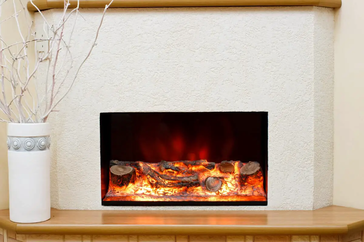 The fireplace recessed inside a white wall with mantle showing the best placement of electric fireplaces.