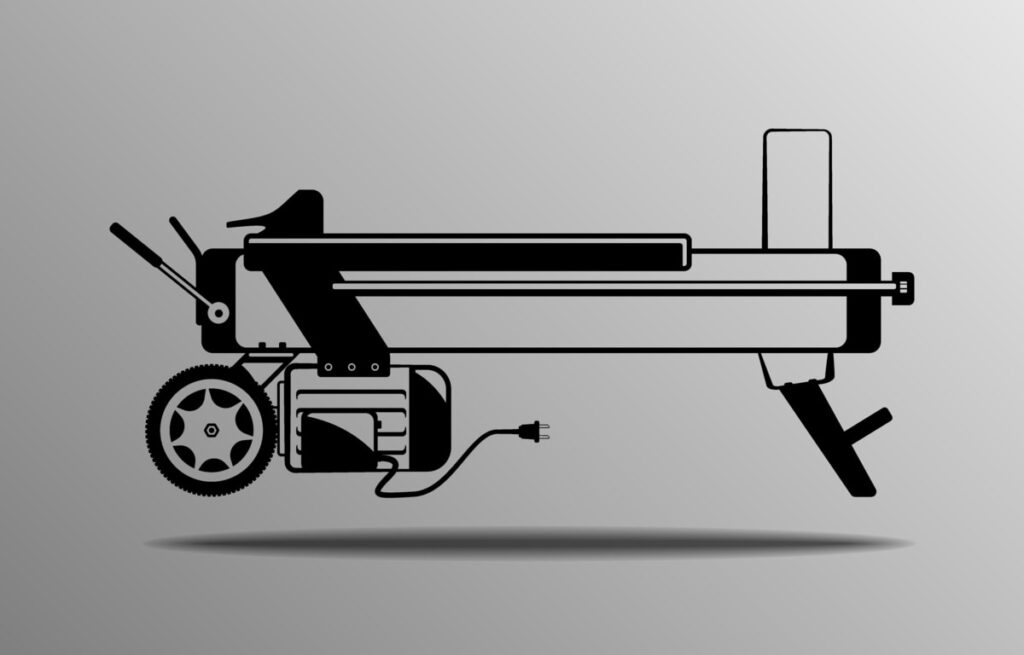 Black and white drawing of a log splitter.