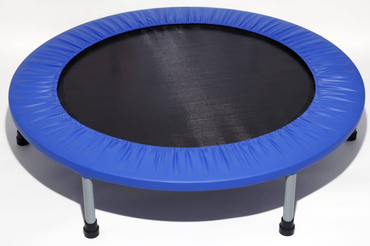 Low impact exercise equipment you can bounce on used to increase lymph flow, tone muscles, and more with right size trampoline