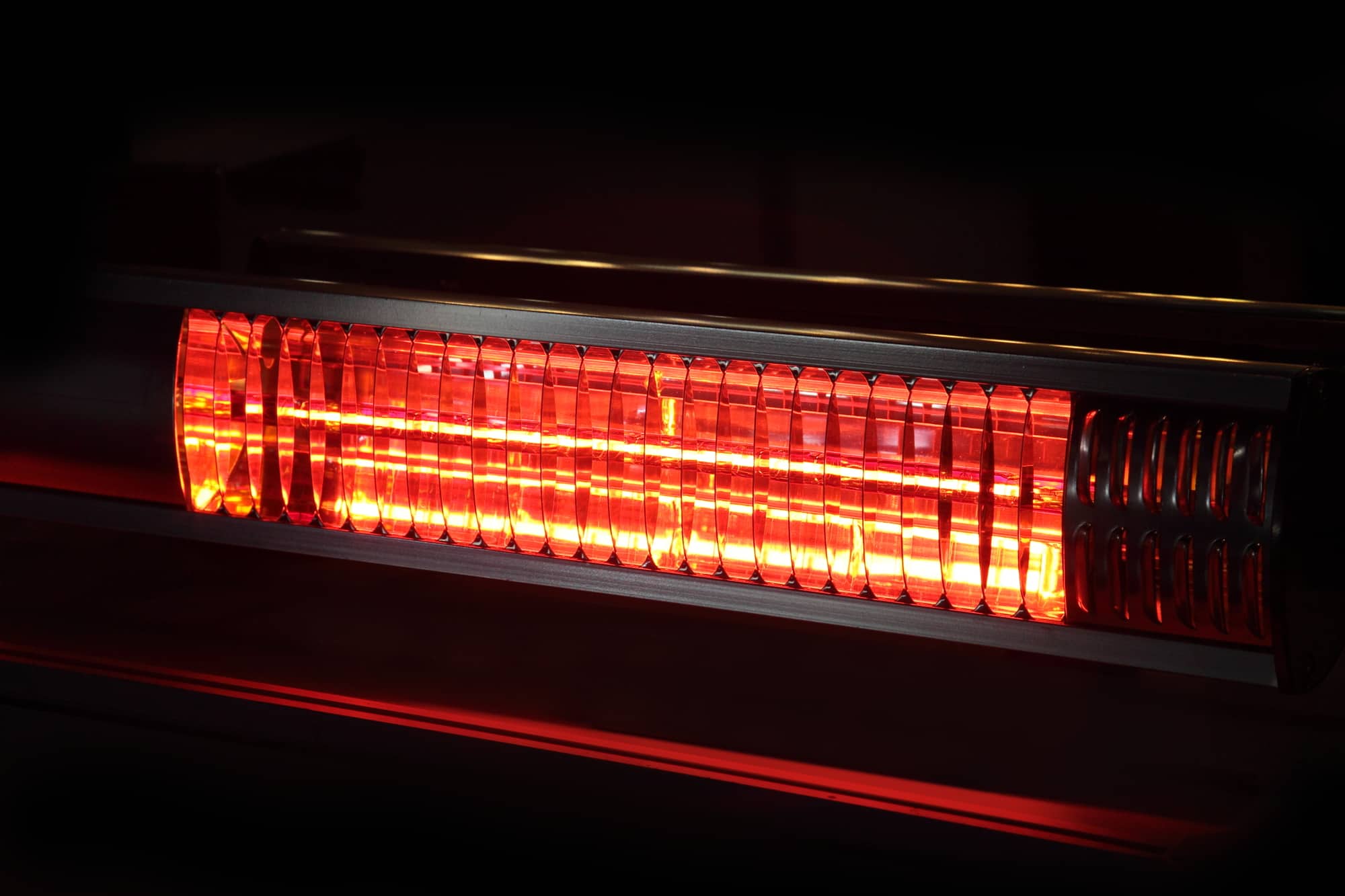 electric infrared heater on a black background