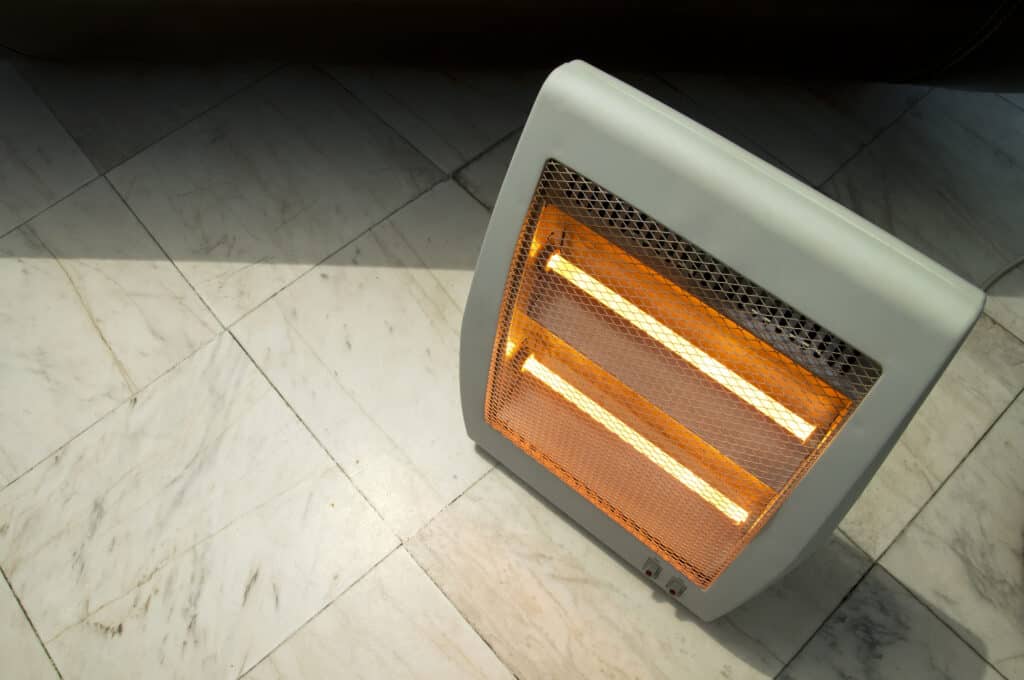 Electric heater close up as an example of the effects of electric heaters on humidity.