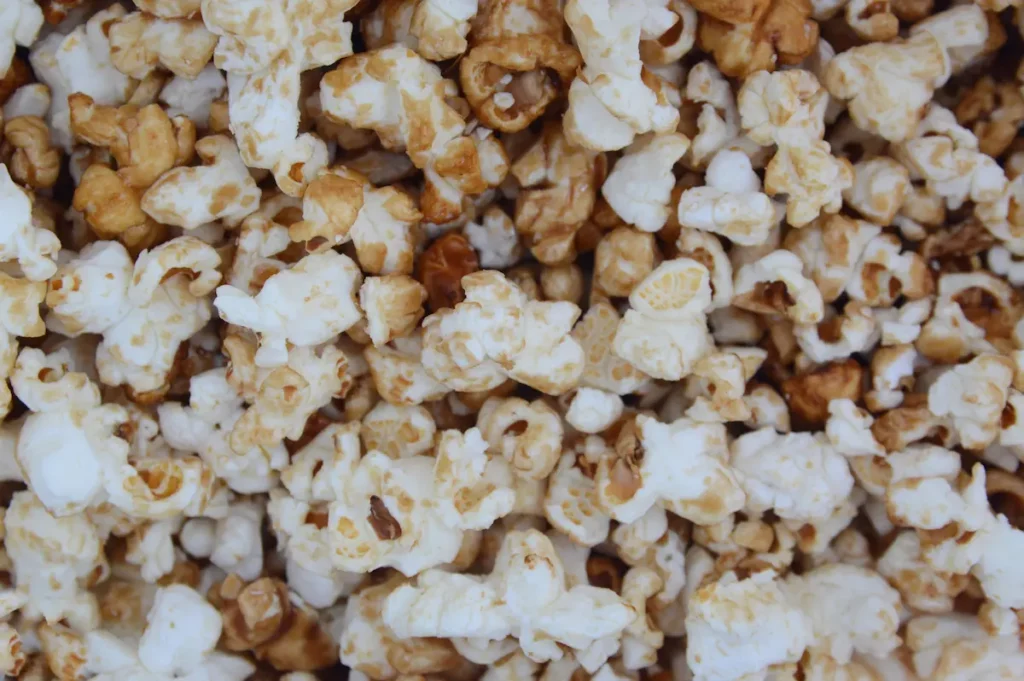 Close up of moose munch popcorn gluten-free review.