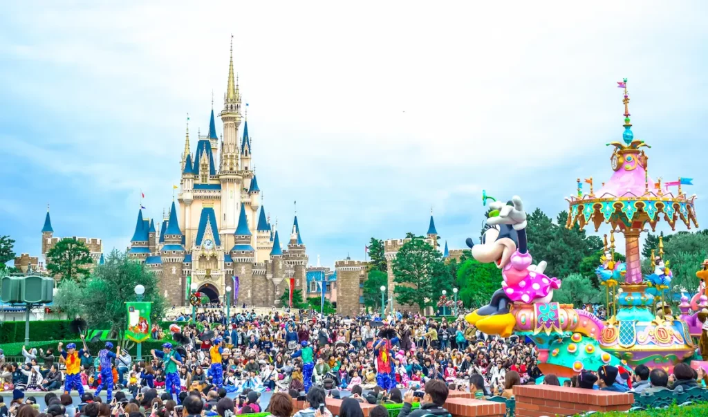 An overview of large crowd at disneyland