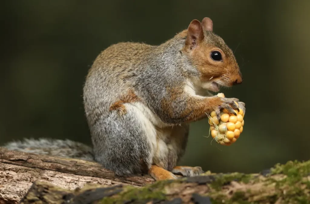 squirrel eating corn