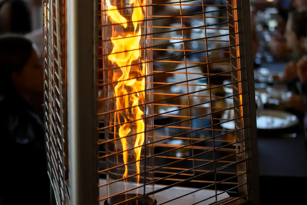 patio heater flame close up