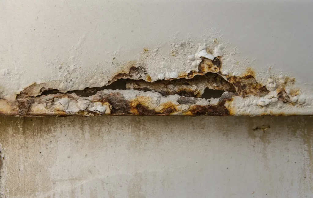 metal with rust peeling paint