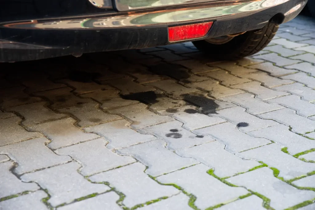 Driveway shows an example to remove oil  from concrete.  